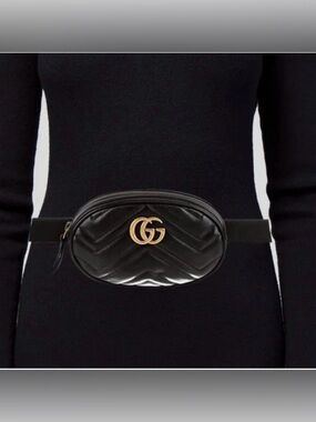 Gucci GG Marmont Matelassé black leather belt bag